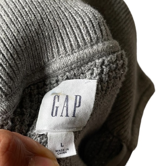Gap 1/4 Zip Knit Gray Pullover Sweater Size: L - Picture 4 of 7